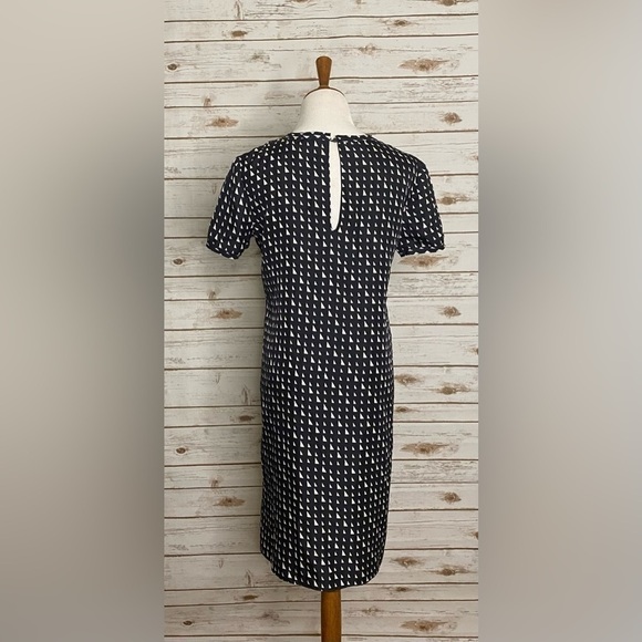 Theory black/white geometric silk T-shirt dress - Picture 6 of 8